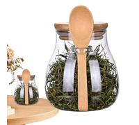 HunicandIU Récipient en verre avec couvercle et cuillère - Récipient de conservation en verre hermétique - Récipient à épices, récipient à sucre, bouchon de sécurité, récipient à sel pour le