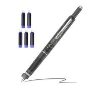 HunicandIU Stylo Plume Rétractable,Stylo à Encre Rechargeable avec 5 Cartouches - 0.38mm Pointe Fine Outil De Calligraphie Fournitures De Bureau Pour Esquisse Prise De Notes Rédaction Et Journal
