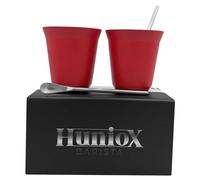 Huniox® 2 x 160 ML Verre Cafe Double Paroi - Tasses à Expresso - Tasse a Thé - Coffee Cup - Verres à Thé et à Café - Tasse Expresso Double Paroi - Tasse Café Design - Tasse Acier (RUBY, 160 ML)