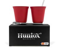 Huniox® 2 X 160 Ml | Verre Double Paroi - Tasses Café - Tasse À Double Paroi - Gobelet Inox - Tasse Chocolat Chaud | Inclut 2 Cuillères De Design (Ruby, 160 Ml)