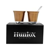 Huniox® 2 x 80 ML Tasse à Café Originale - Verre a Cafe Double Paroi - Tasse Cafe Originale - Tasse de Café - Tasse a Cafe Inox - Verre Double Paroi Café - Tasses Expresso (PINK GOLD, 80 ML)