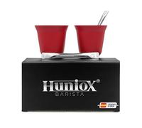 Huniox® 2 X 80 Ml | Tasses Expresso - Tasse À Expresso - Verre Double Paroi Expresso - Tasse Expresso Original - Gobelet Café | Inclut 2 Cuillères De Design (Ruby, 80 Ml)