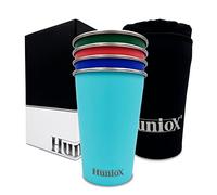 Huniox® 4 X 500 ML Gobelet Réutilisable - Verre Incassable - Vaisselle Camping Car - Gobelet Inox - Mug Inox - Tasse Empilable - Tasse Camping - Set Pique Nique (PURA VIDA, 500 ML)