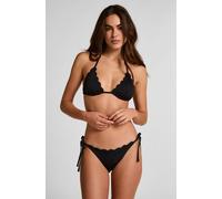 Hunkemöller Bas de bikini échancré à motif floral et bords festonnés Noir XS
