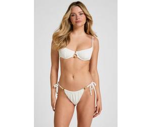 Hunkemöller Bas de Bikini Highleg Crinkle Blanc XL