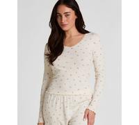 Hunkemöller Chemise de nuit 'Daisy' bleu / bleu pastel / olive / blanc cassé, Taille S