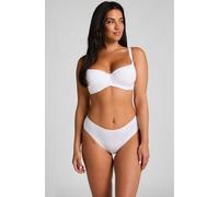 Hunkemöller Culotte brésilienne jambe haute coton Blanc XS