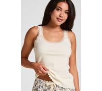 Hunkemöller Débardeur en Jersey Côtelé avec Dentelle Blanc XS