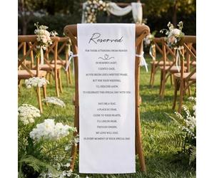 HunnmingRe Panneau commémoratif réservé pour chaise de mariage avec amour du ciel - En coton et lin - 38,1 x 127 cm - Save a Seat for Someone in Heaven - Décoration de siège réservée