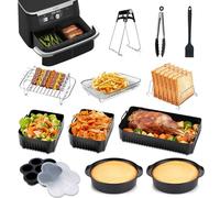 Hunnycook 17P Airfryer Accessoires pour friteuse à air chaud Ninja AF500EU, avec 1 moule en silicone Airfryer de 10,4 l + 2 x 5,2 l, moule à gâteau, panier à frire, pince, kit réutilisable pour Ninja