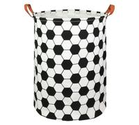 HUNRUNG Laundry Hamper,Large Canvas Fabric Lightweight Storage Basket Toy Organizer Dirty Clothes Collapsible Waterproof for College Dorms, Children Bedroom,Bathroom（Roud-Football）