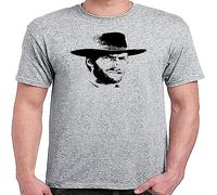 HUNSHIN Men's Clint Eastwood Grey T-Shirt Cow Western Spaghetti Black M
