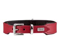 Hunter 46946 Basic 42 Collier en Nickel pour Chien Rouge 35-39,5 cm | Cuir de vachette doublé en cuir synthétique, rembourré, classique, fonctionnel, couleur : rouge/noir, taille : 42