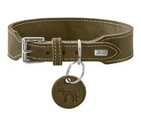 HUNTER Aalborg Collier Extra Large en Cuir Souple avec Coutures contrastées élégantes, Couleur Olive, Extra Large, fabriqué en Allemagne, Taille 55