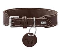 HUNTER Aalborg Collier Extra Large en Cuir Souple avec Coutures contrastées élégantes Marron foncé Taille 50