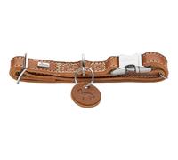 HUNTER Aalborg Collier pour chien en aluminium - Couleur : cognac - Cuir souple - Fermeture à clic en aluminium - Réglable en continu - Robuste - Élégant et intemporel - Fabriqué en Allemagne - Taille