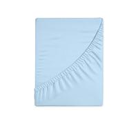HUNTER BEDDING Drap-housse empereur 100 % coton pur 400 fils à fibres longues - 1 drap-housse de 200 x 200 cm - Tissage satiné - 40 cm de profondeur (bleu clair)