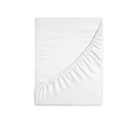 HUNTER BEDDING Drap-housse simple 100 % coton pur 400 fils à fibres longues 1 drap-housse 90 x 200 cm, tissage satiné 40 cm de profondeur (blanc)