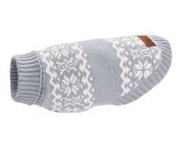 HUNTER Birka Pull en Tricot Chaud pour Chien en Fil Chenille Doux avec col roulé et Motif norvégien, Lavable en Machine à 30 °C, Couleur : Gris-Bleu, Taille : 45