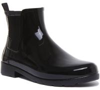 HUNTER Cimper Refin Fluo Original Brillant Femmes Bottes en Noir Taille UK 3 - 8