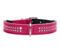 Hunter Collier de chien cuir nappa Diamant Petit - Rose/Noir - 42/35-39 cm, X-Large
