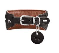Hunter Collier Ergonomique pour Chien ARVIKA - en Cuir Souple - Grand Confort - Moderne et élégant - Fabriqué en Allemagne - Couleur : Noir/Cognac, Taille 35