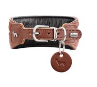 Hunter Collier Ergonomique pour Chien ARVIKA - en Cuir Souple - Grand Confort - Moderne et élégant - Fabriqué en Allemagne - Couleur Cognac/Noir - Taille 35