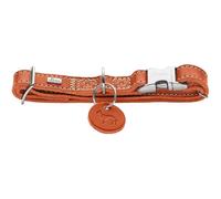 HUNTER Collier pour Chien Aalborg ALU-Strong - Couleur : Orange - Cuir Souple - Fermeture à clic en Aluminium - Réglable en continu - Robuste - Élégant et Intemporel - Fabriqué en Allemagne - Taille