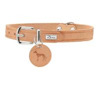 HUNTER Collier pour Chien Aalborg, Couleur : Natur, Cuir Robuste & résistant, Fortement graissé, idéal pour Le Sport canin & Le Quotidien, avec Pendentif en Cuir, Made in Germany, Taille : 47