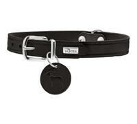Hunter Collier pour Chien Aalborg, Couleur : Noir, Cuir Robuste & résistant, Fortement graissé, idéal pour Le Sport canin & Le Quotidien, avec Pendentif en Cuir, Made in Germany, Taille : 52