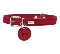 HUNTER Collier pour Chien Aalborg, Couleur : Rouge, Cuir Robuste & résistant, Fortement graissé, idéal pour Le Sport canin & Le Quotidien, avec Pendentif en Cuir, Made in Germany, Taille : 37