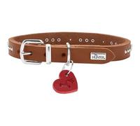 HUNTER Collier pour Chien Aalborg Hearts, Couleur : Cognac, Cuir de Vachette Souple de qualité supérieure, Doux et Confortable, avec Rivets et détails en Forme de cœur, Pendentif en Forme de cœur