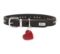 Hunter Collier pour Chien Aalborg Hearts, Couleur : Noir, Cuir Pleine Fleur Souple Haut de Gamme, Doux & Confortable, avec Clous & détails cœur, Pendentif cœur, Made in Germany, Taille : 32