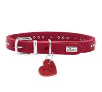HUNTER Collier pour Chien Aalborg Hearts, Couleur : Rouge, Cuir Pleine Fleur Souple Haut de Gamme, Doux & Confortable, avec Clous & détails cœur, Pendentif cœur, Made in Germany, Taille : 27