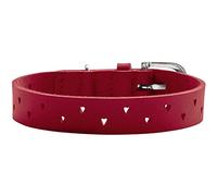 HUNTER Collier pour Chien Aalborg Soul, Collier en Cuir Fait Main Made in Germany, Cuir de Vache Doux & résistant, Perforations décoratives cœur, Finition Haut de Gamme, Couleur : Rouge, Taille : 30