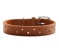 HUNTER Collier pour Chien Aalborg Soul, Collier en Cuir Fait Main Made in Germany, Cuir de Vache Doux & résistant, Perforations décoratives cœur, Finition Haut de Gamme, Couleur : Cognac, Taille : 35