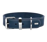 HUNTER Collier pour Chien Aalborg Special, Couleur : Bleu foncé, Cuir Fortement graissé, Robuste & résistant, surpiqûres contrastées, idéal pour Le Sport canin, Made in Germany, Taille : 45
