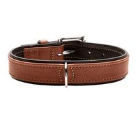 HUNTER Collier pour Chien Canadian Up - Couleur : Cognac/Noir - en Cuir Souple et Souple - Classique - Doux pour Le Pelage - Durable - Fabriqué en Allemagne - Taille : 65