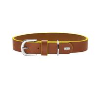Hunter Collier pour Chien Garda en Cuir de Vachette Souple, Robuste et Confortable, avec Bords contrastés Teints à la Main, fabriqué en Allemagne, Couleur : Cognac/Jaune, Taille : 40