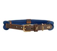 HUNTER Collier pour Chien Malia, Couleur : Bleu foncé/Marron foncé, en Corde Souple et Cuir Robuste, léger, résistant, Look Moderne et élégant, Couleurs fraîches, fabriqué en Allemagne, Taille : 65