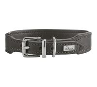 HUNTER Collier pour Chien Malta - Couleur : Gris Pierre - en Cuir de Vachette Souple graissé - Doublure Douce - Résistant - Couleurs Brillantes - Fabriqué à la Main - Fabriqué en Allemagne - Taille
