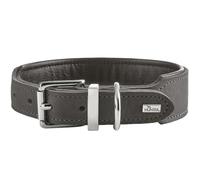 HUNTER Collier pour Chien Malta - Couleur : Gris Pierre - en Cuir de Vachette Souple graissé - Doublure Douce - Résistant - Couleurs Brillantes - Fait à la Main - Fabriqué en Allemagne - Taille : 60