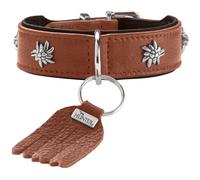 HUNTER Collier pour Chien Munich Couleur : Cognac/Noir, Cuir, détails élégants de Costumes, Doux et Robuste, respectueux de la Fourrure, Luxueux, écologique, fabriqué en Allemagne, Taille : 32