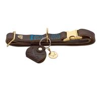 HUNTER Collier pour Chien Sansibar, Couleur : Marron foncé, Cuir de Vachette élégant, détails maritimes, surpiqûres Bleues, ferrures en Laiton, réglable en continu, élégant et Robuste, fabriqué en
