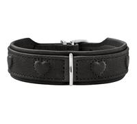 Hunter Collier pour Chien Soho X Love - Couleur : Noir - Cuir de Vachette Doux et Souple - Rembourré et Doux pour Le Pelage - Cœurs Cousus - Léger - pour Petits Chiens et Chiots - Fabriqué en