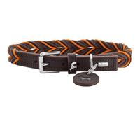 HUNTER Collier pour Chien Solid Education Cord - Couleur : Marron foncé/Orange - en Cuir de Vachette Robuste tressé à la Main - Fabriqué en Allemagne - Taille 60