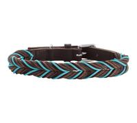 HUNTER Collier pour Chien Solid Education Cord - Couleur : Marron foncé/Turquoise - en Cuir de Vachette Robuste tressé à la Main - Fabriqué en Allemagne - Taille 45