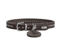 HUNTER Collier pour Chien Style Aalborg, Couleur : Marron foncé, Cuir de Vachette Massif graissé, Robuste, Confortable, orné de Rivets élégants, fabriqué en Allemagne, Taille : 32