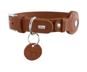 HUNTER Collier pour Chien VIBORG avec Support pour Apple AirTag, Couleur : Cognac, Cuir de Vachette Robuste et Souple, Support AirTag intégré, Haute qualité, fabriqué en Allemagne, Taille : 45