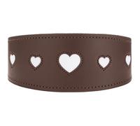 Hunter Collier pour lévrier Love - Couleur : Marron/Noir - Cuir de Vachette Souple et Robuste - Cœurs Cousus Individuellement - Forme Plus Large - Rembourré - Fabriqué en Allemagne - Taille 47